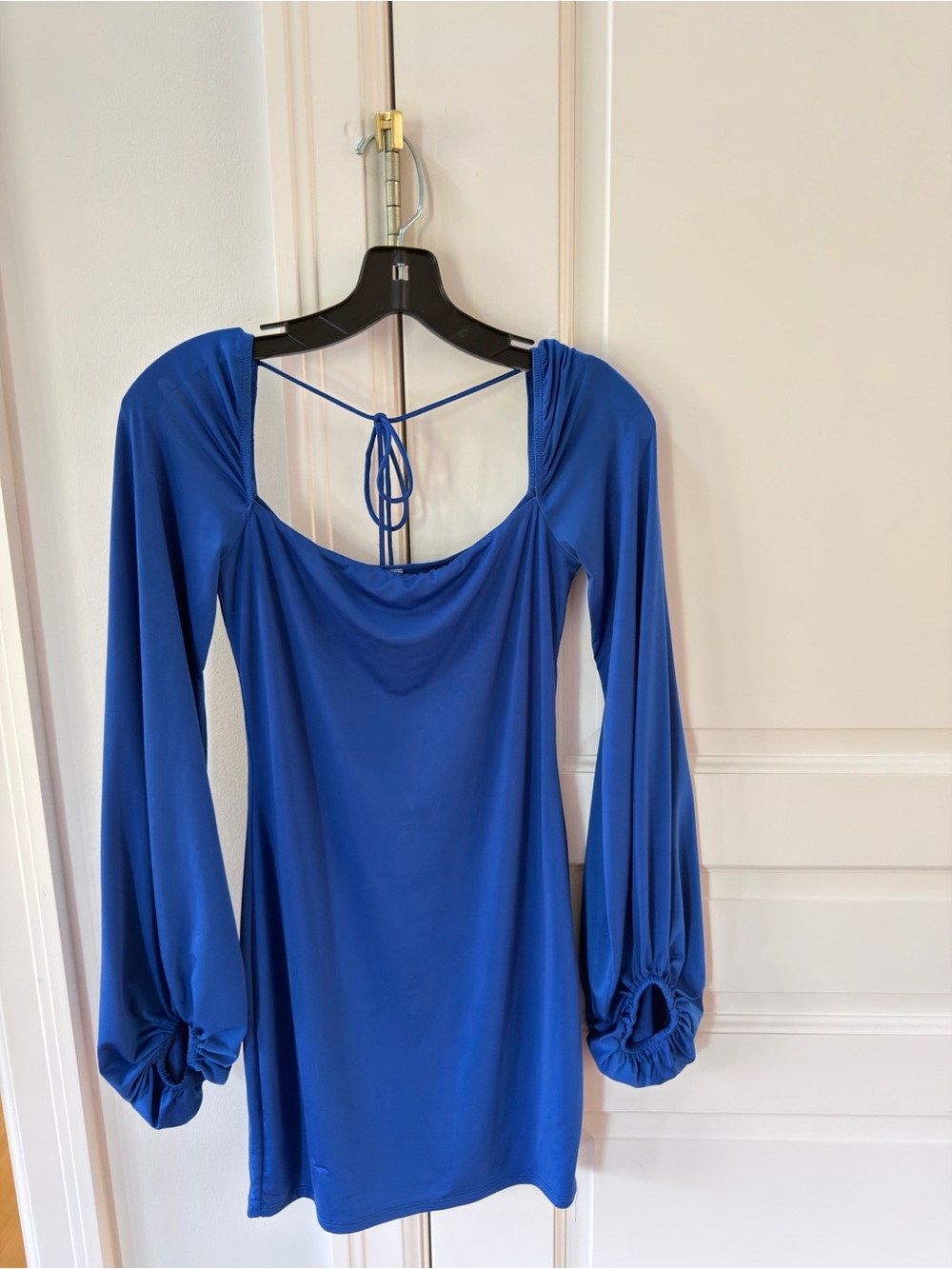 Lucy in the Sky Royal Blue Long Sleeve Mini Dress with Tie Back